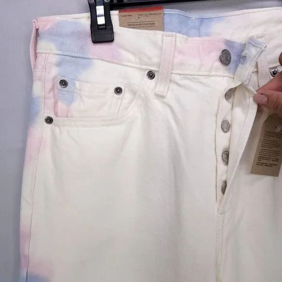 Levis 501Original Jeans Women Straight Leg High Rise White Size 28x30 Button Fly - Picture 3 of 15